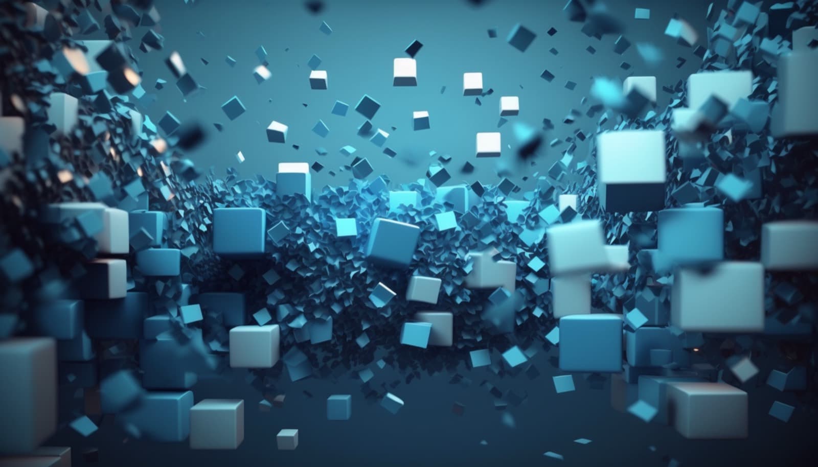 Cubes 3D abstraits illustrant la structuration digitale